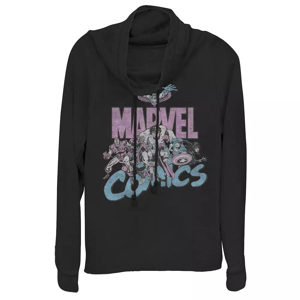 Juniors' Marvel Pastel Group Cowlneck Graphic Lightweight Long Sleeve, Girl's,  Product Image