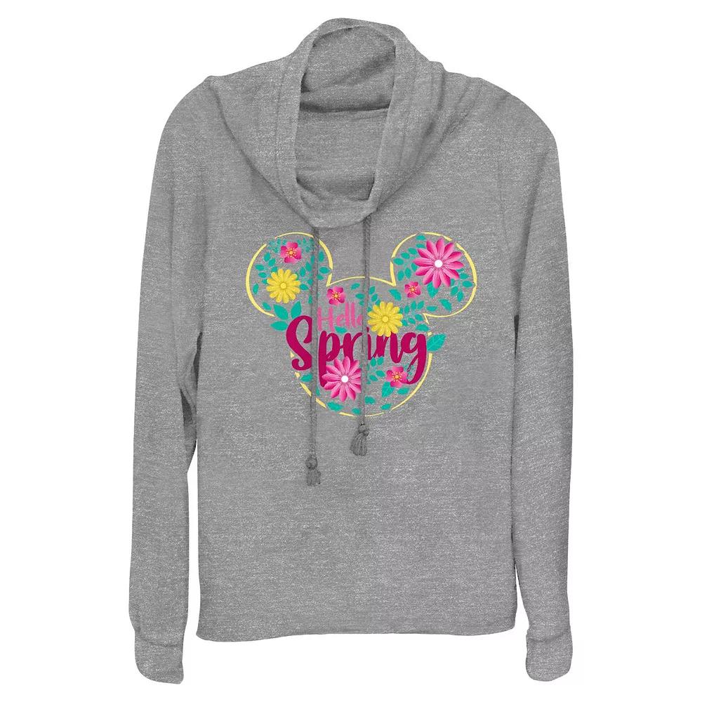 Disney's Mickey Mouse Hello Spring Women's Cowlneck Graphic Lightweight Long Sleeve, Size: Small, Gray Grey Product Image