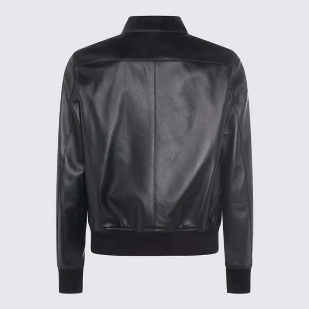 TOM FORD Black Shiny Nappa Plonge Leather Jacket In Multi Product Image
