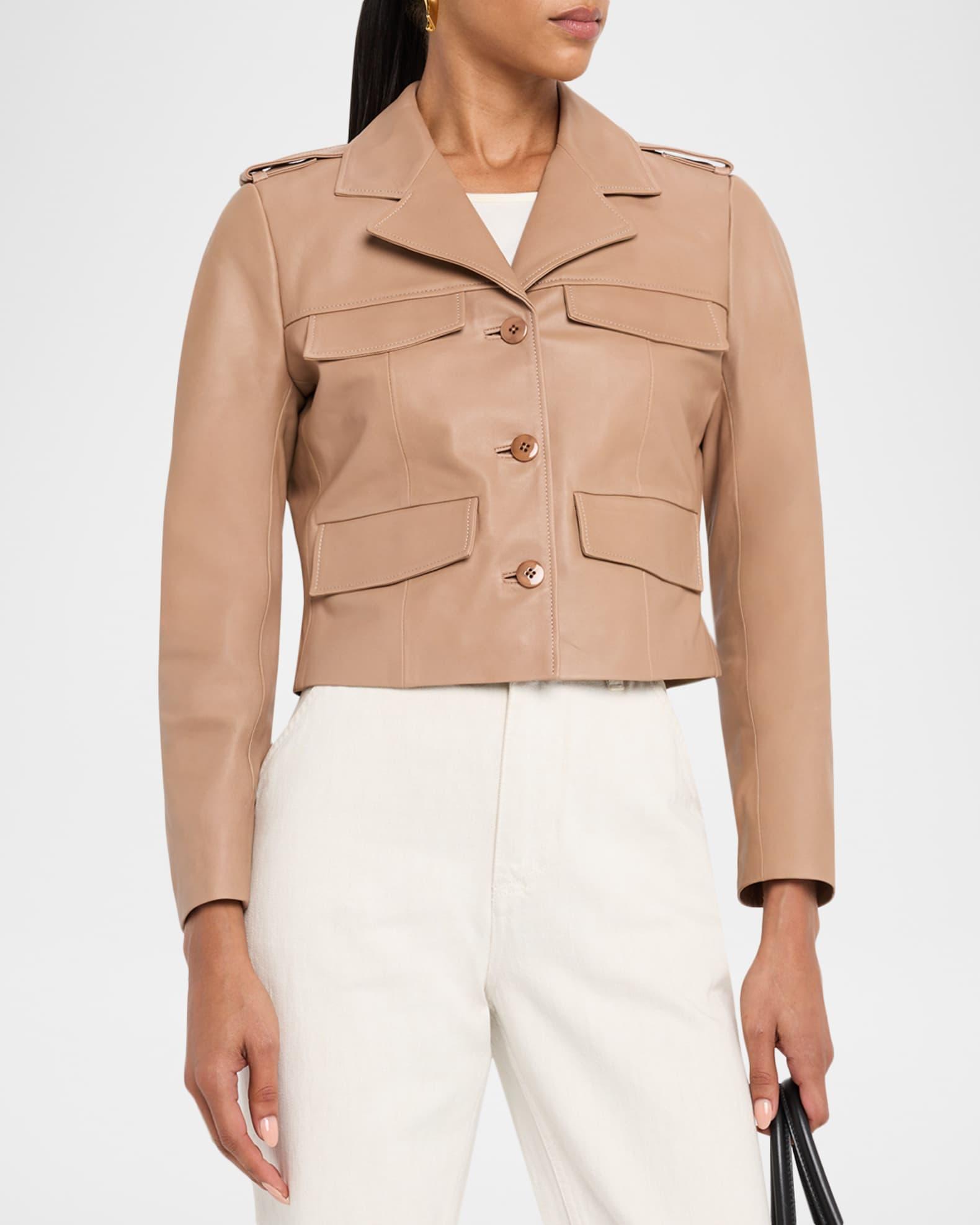 Sleek Statement I Lambskin Leather Crop Jacket Product Image