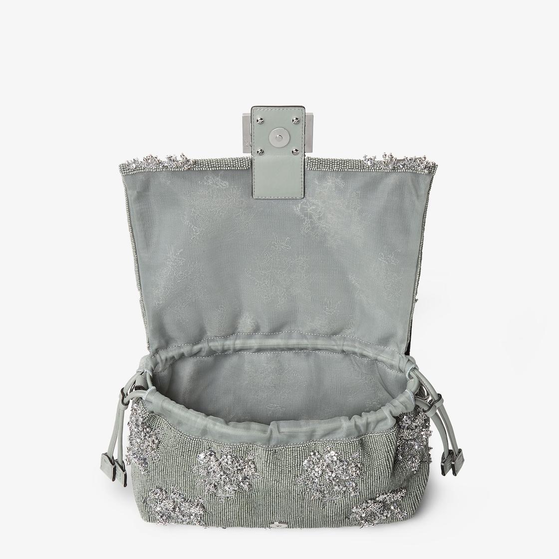 Mamma Baguette MediumMatcha green embroidered Fendi Flower Bouquet bag Product Image