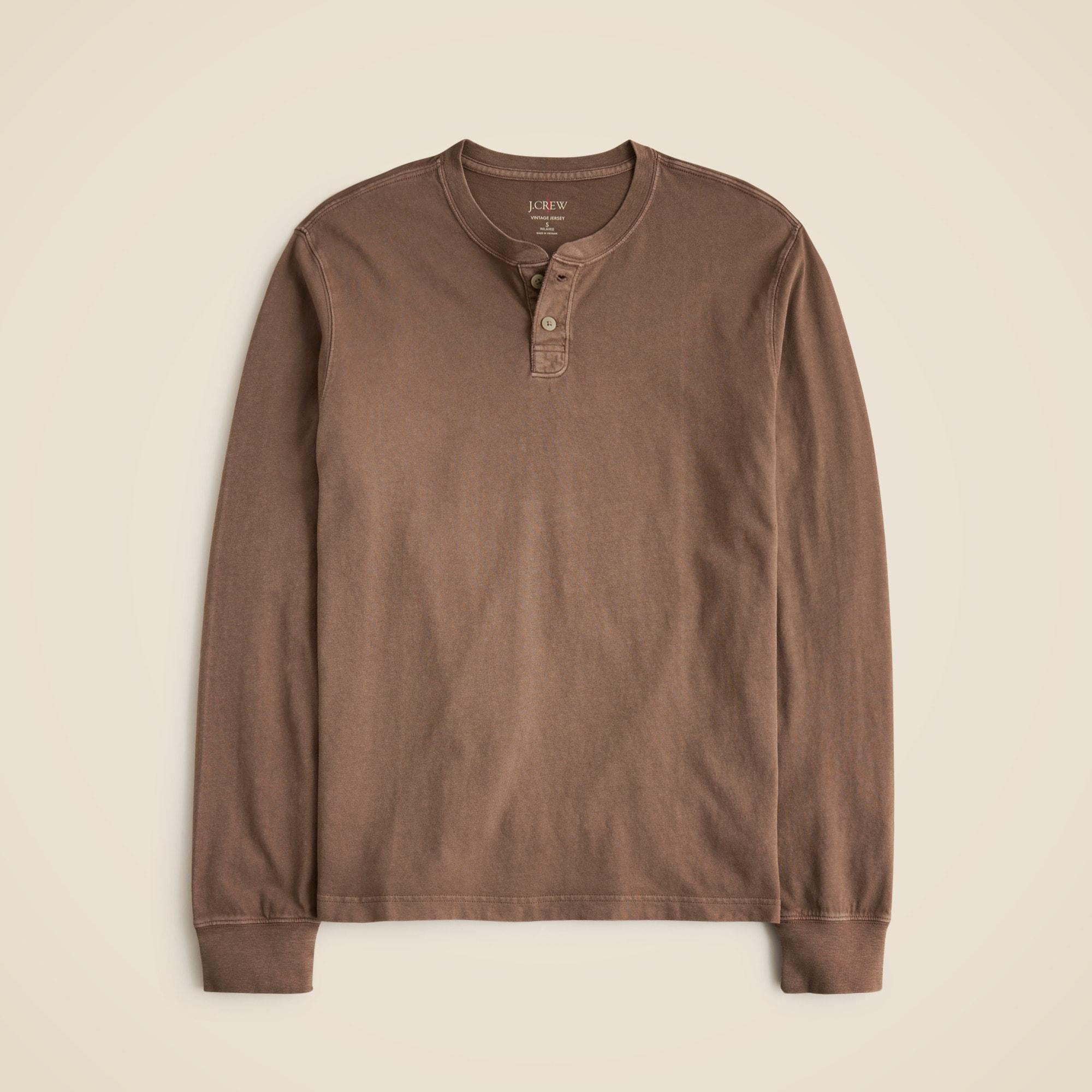 Vintage-wash cotton henley Product Image