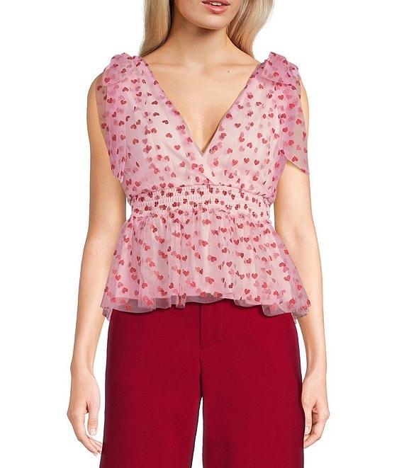 Evolutionary Heart Print Sleeveless V-Neck Top Product Image