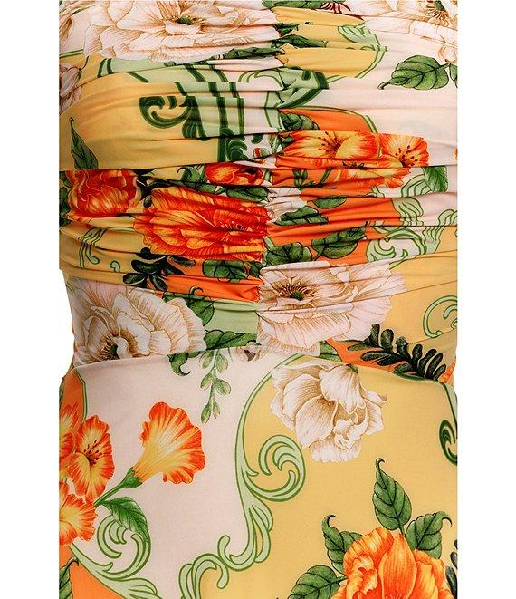 Agua Bendita Arista Floral Knit Print Square Neck Sleeveless Tie Back Maxi Dress Product Image