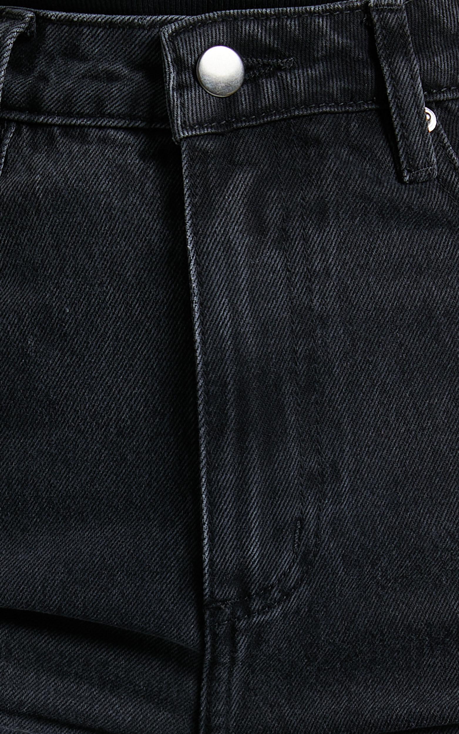 Billie Jeans - High Waisted Cotton Distressed Mom Denim Jeans in Black Wash Product Image