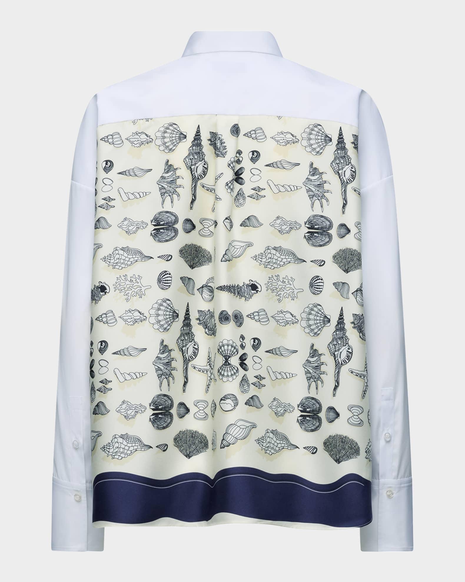 Sirene Button-Down Silk Twill Scarf Shirt Product Image