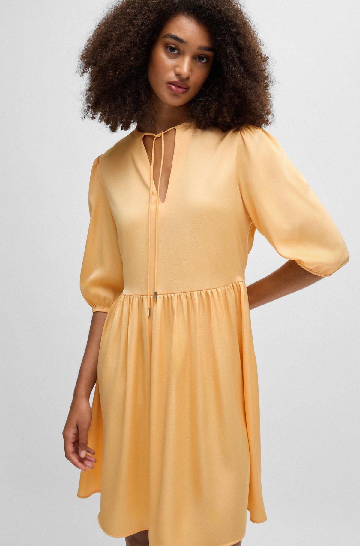 Hammered-satin dress with tie neckline Product Image