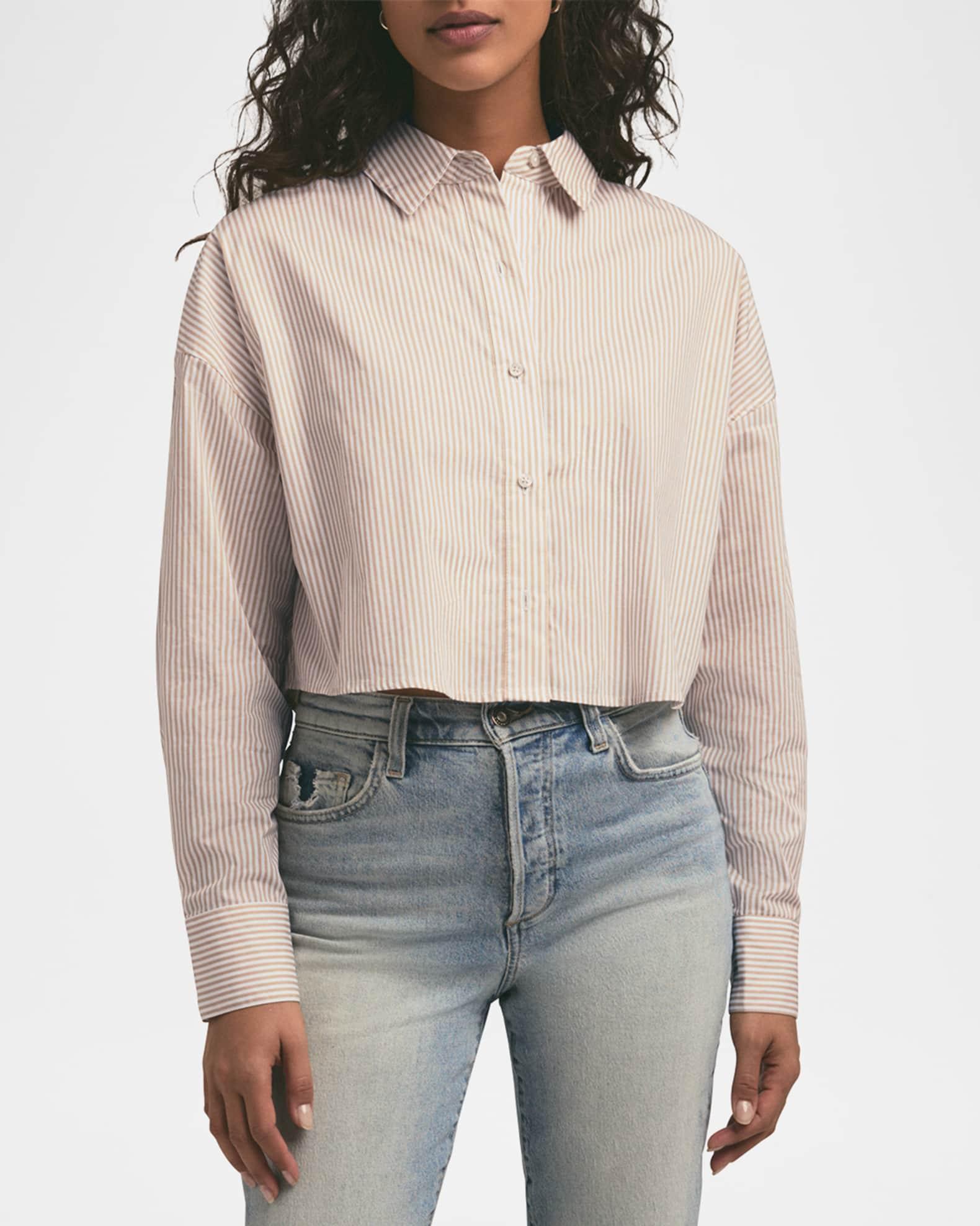 Striped Cropped Ex-Boyfriend Shirt Product Image