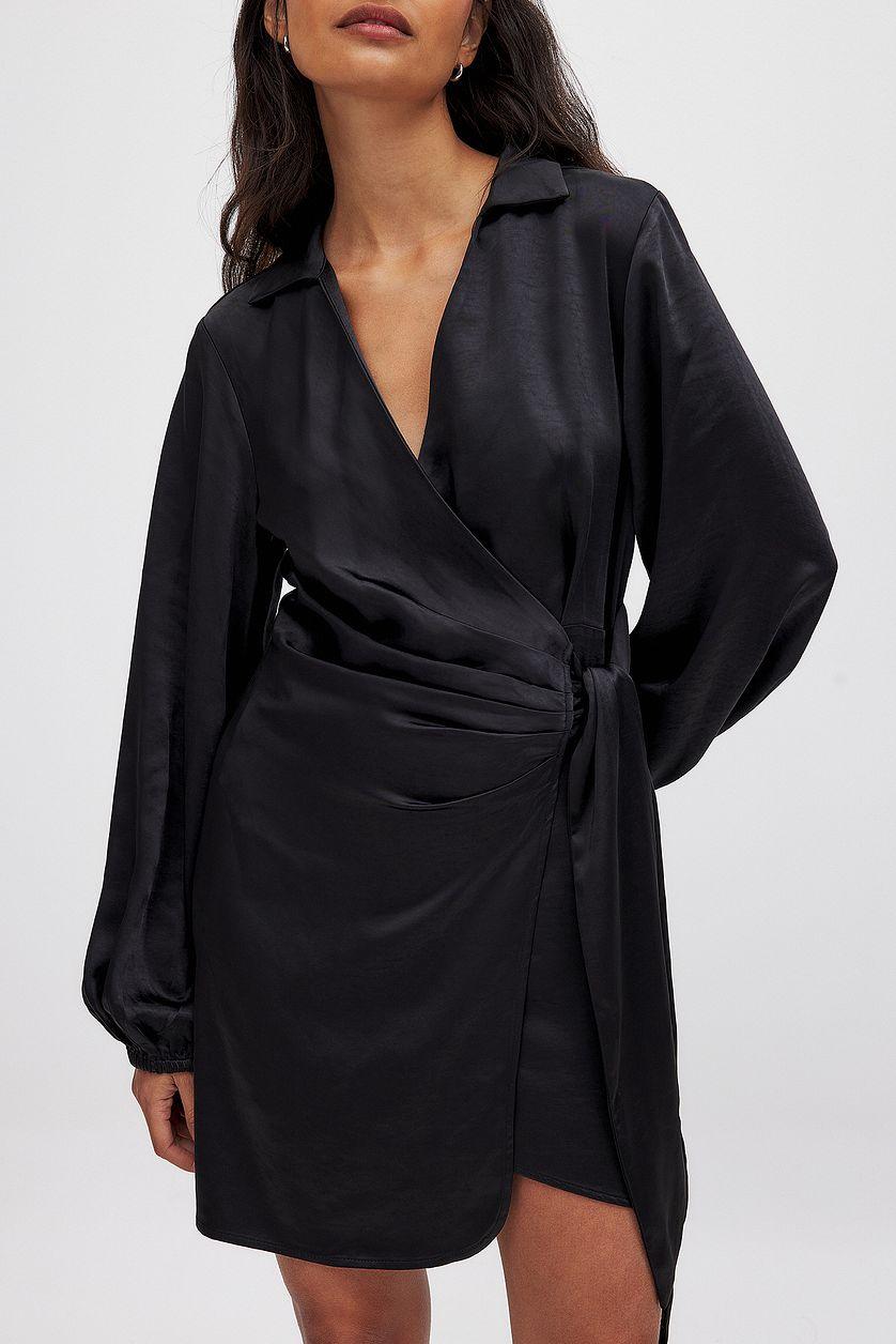 Wrap Satin Mini Dress Product Image