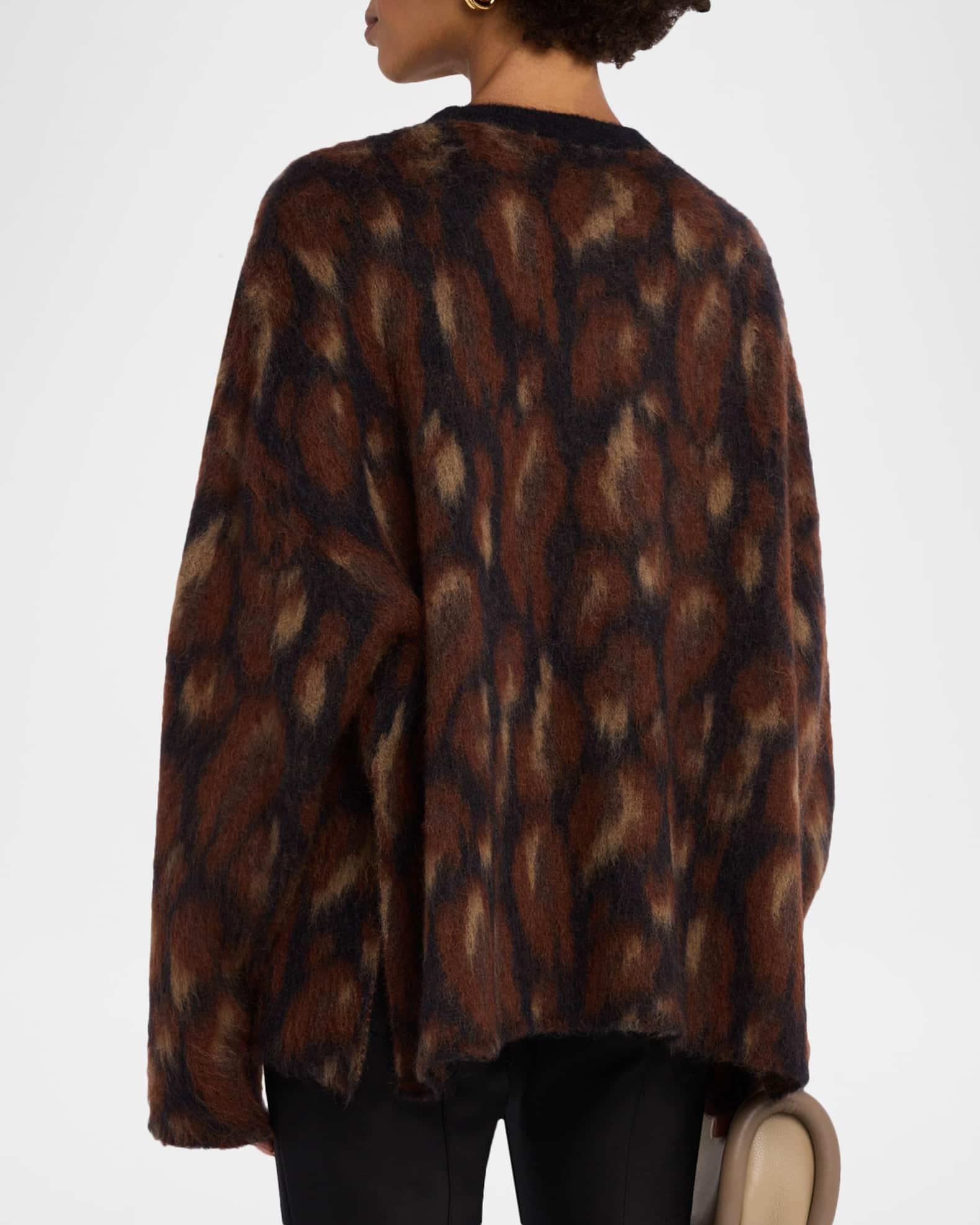 Oversized Leopard Jacquard Crewneck Sweater Product Image