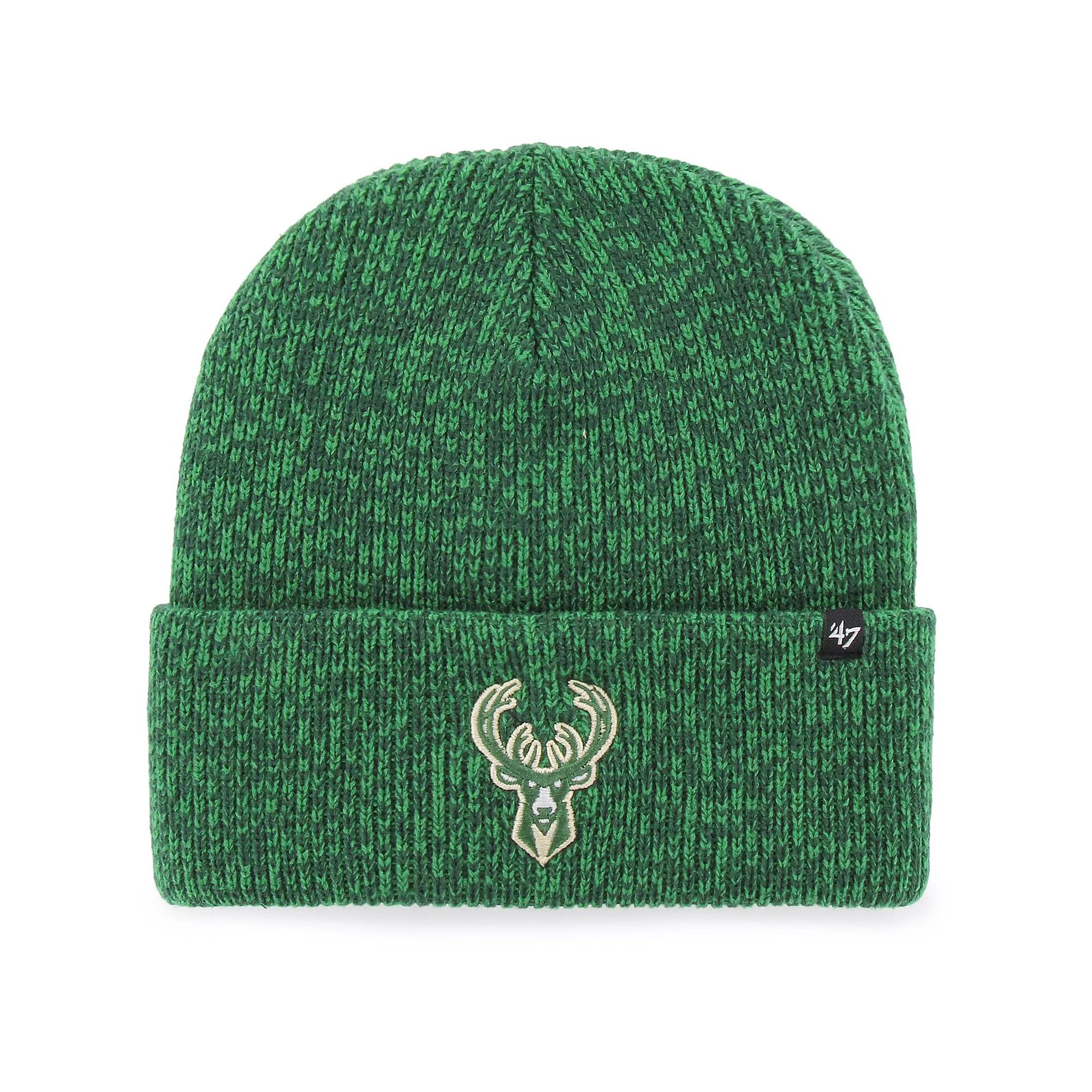 Men's '47 Hunter Green Milwaukee Bucks Brain Freeze Cuffed Knit Hat, Team Product Image