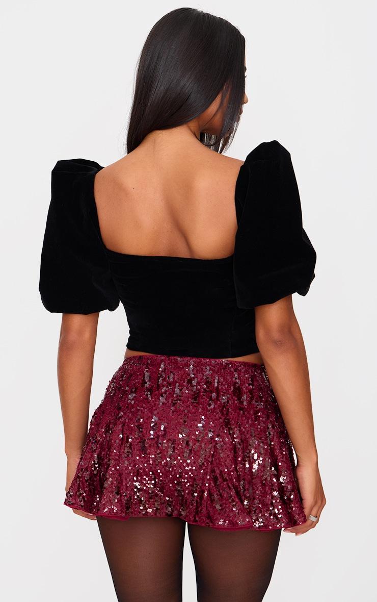 Black Puff Sleeve Woven Corset Product Image