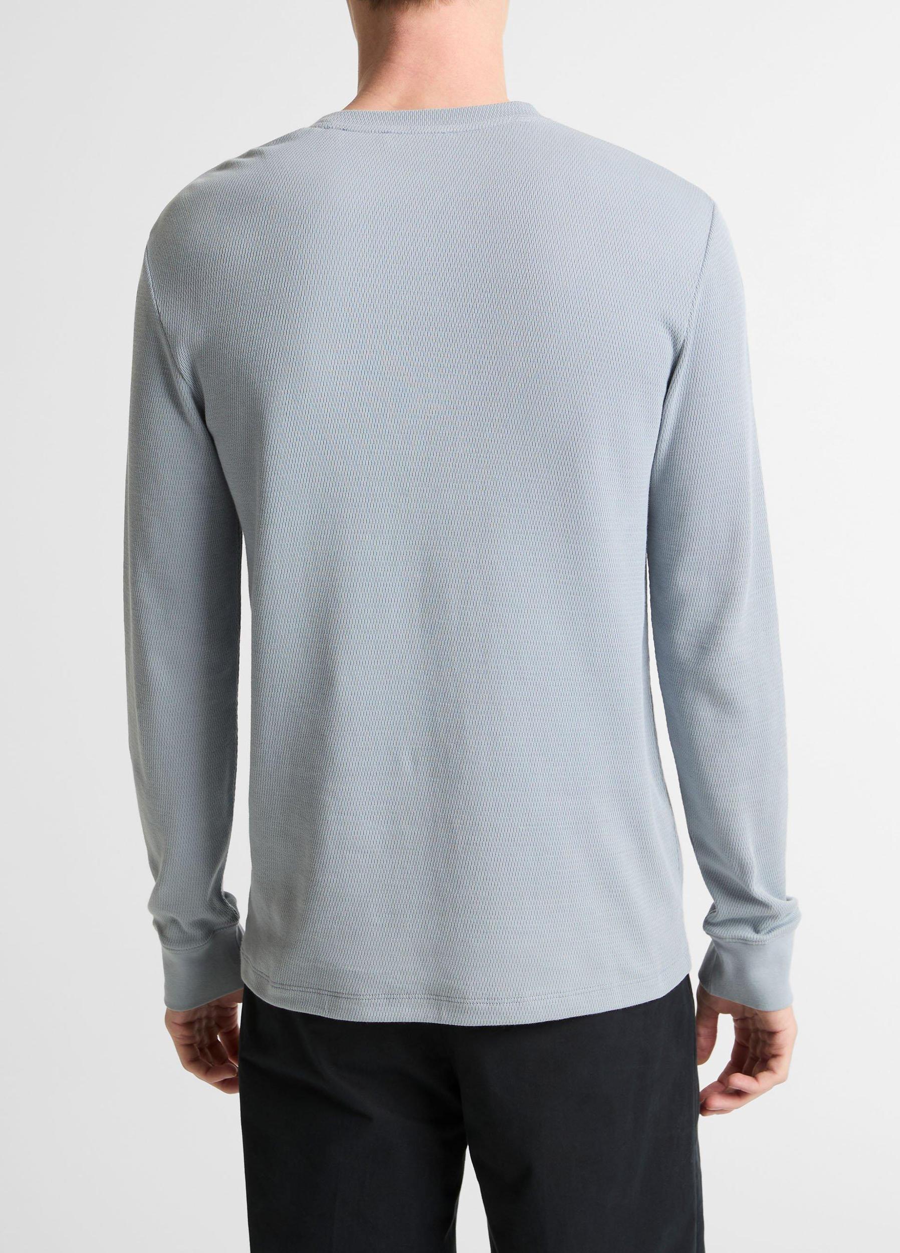 Jacquard-Rib Cotton Henley Product Image
