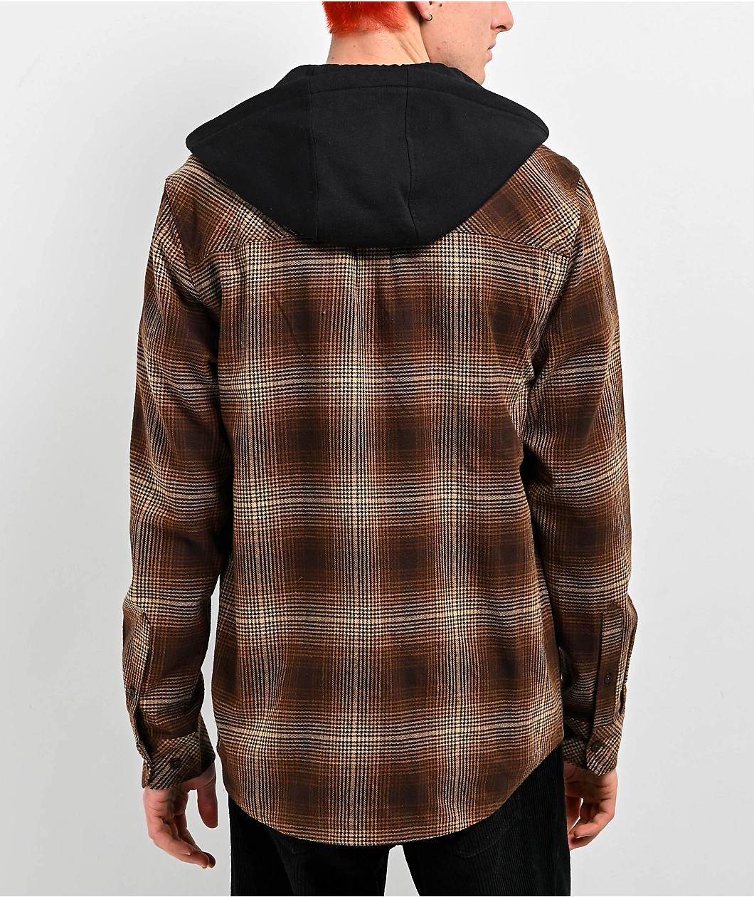 Empyre Chancer Brown Hooded Flannel Zip Shirt Product Image