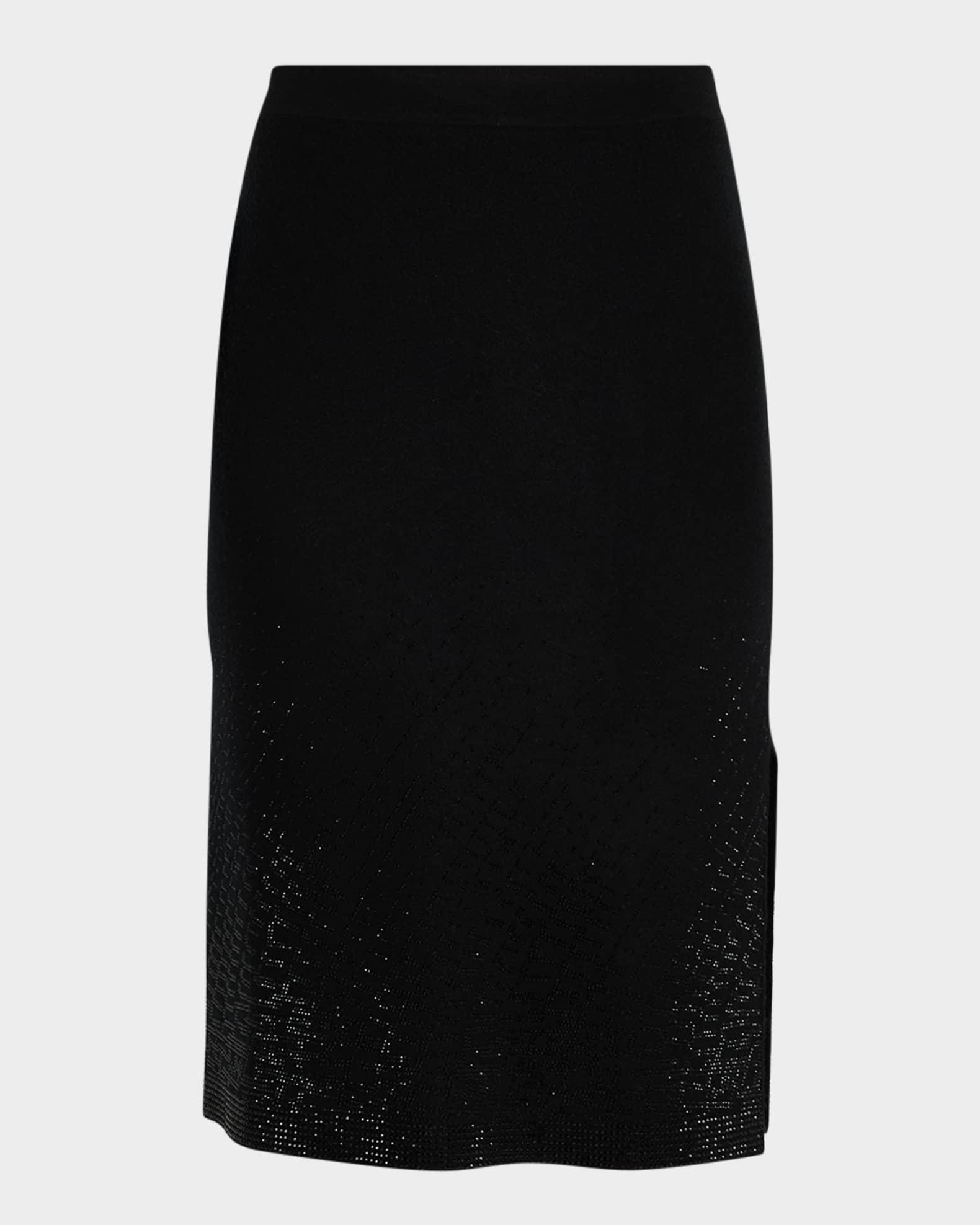 Cashmere Rhinestone-Embellished Pencil Skirt Product Image