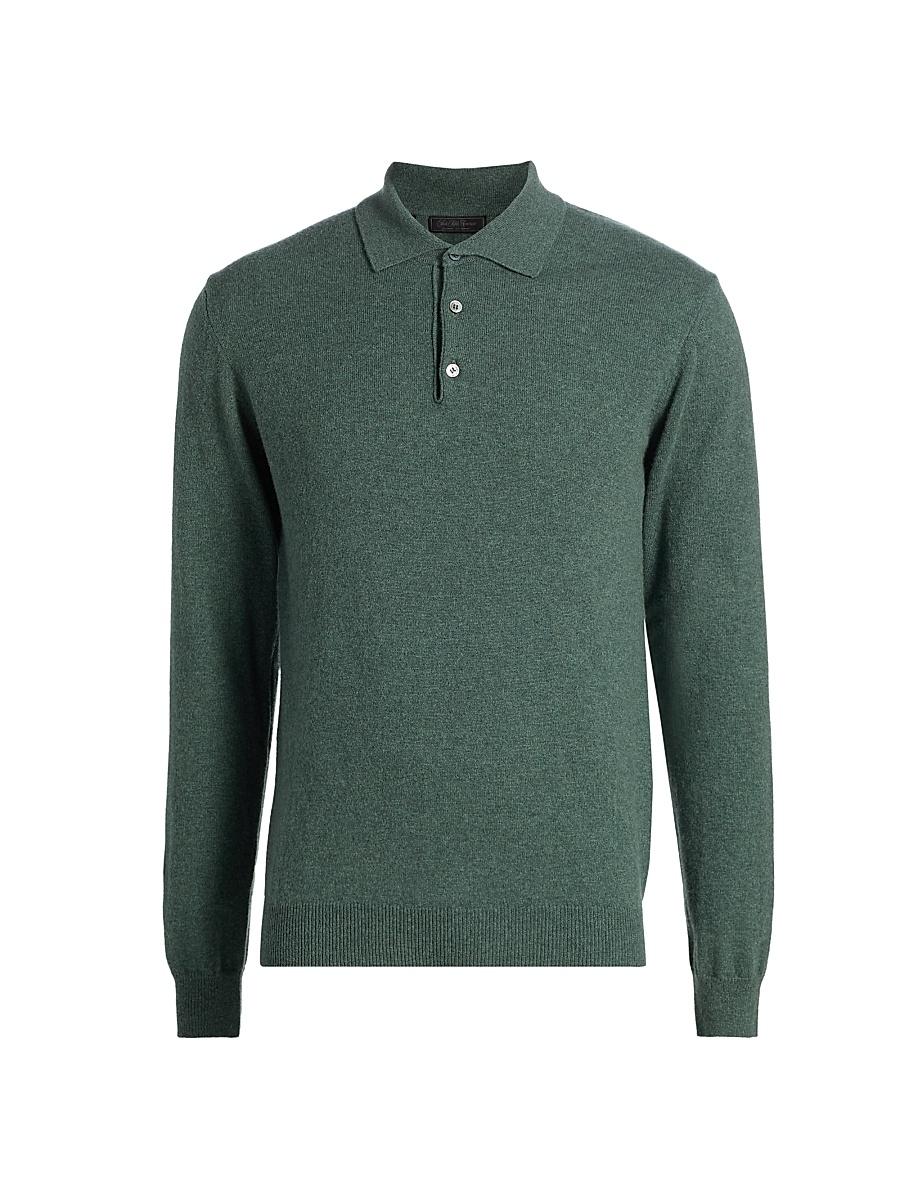 Mens COLLECTION Cashmere Long-Sleeve Polo Sweater Product Image