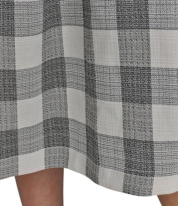 Donna Karan Gingham Tweed Square Neck A-Line Midi Dress Product Image
