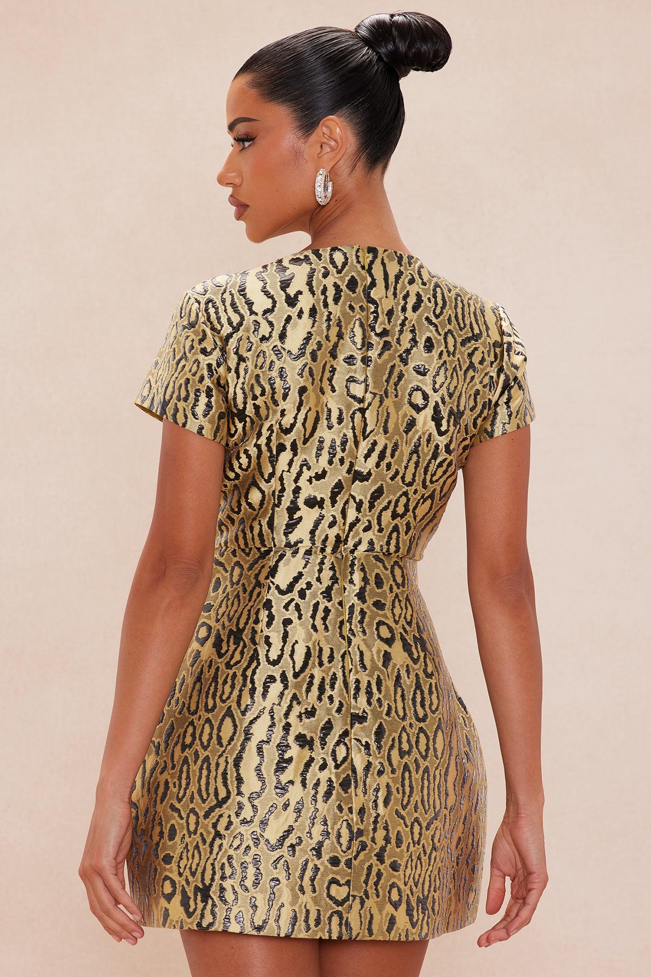 Lani Leopard Jacquard Mini Dress - Yellow/combo Female Product Image
