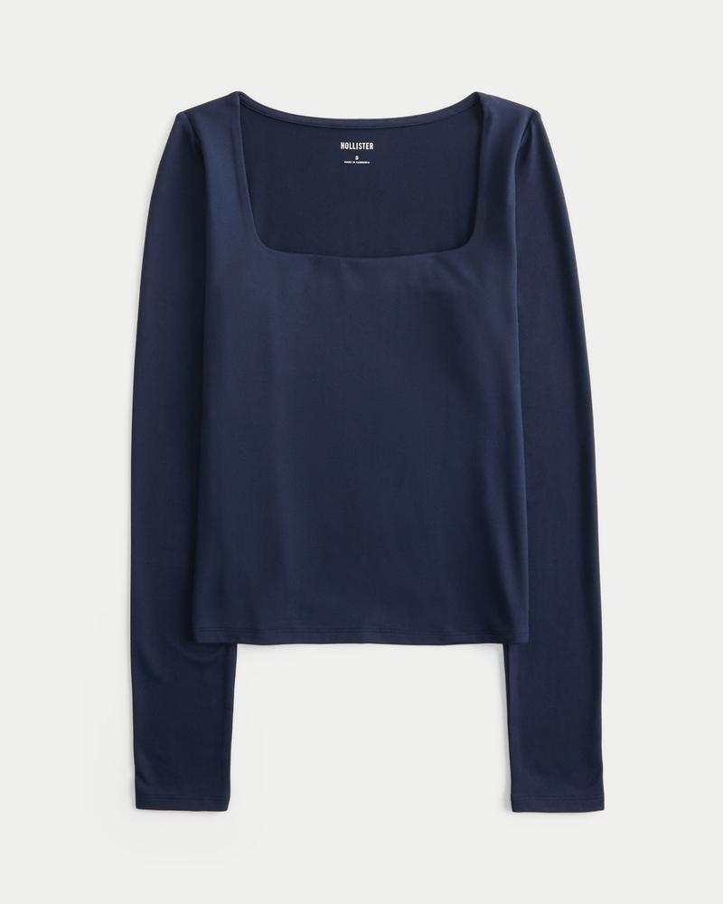 Soft Stretch Seamless Fabric Square-Neck Top Product Image