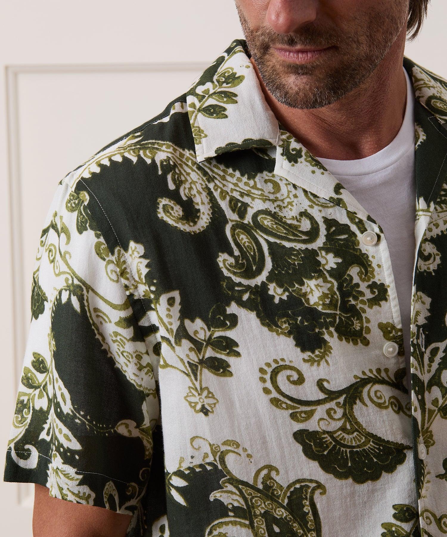 Cropped Cotton Crepe Camp Collar Shirt Product Image