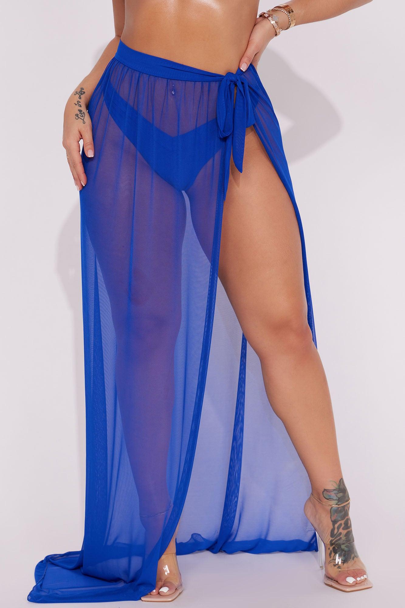 Maui Mesh Swim Tie Maxi Skirt - Royal Product Image