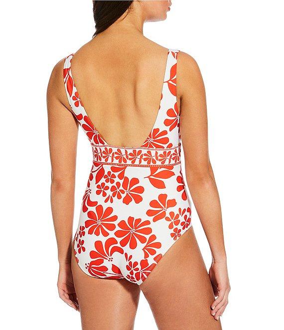 Alex Marie Signature Sculpt Groovy Tropics Banded V-Neck One Piece Swimsuit Product Image