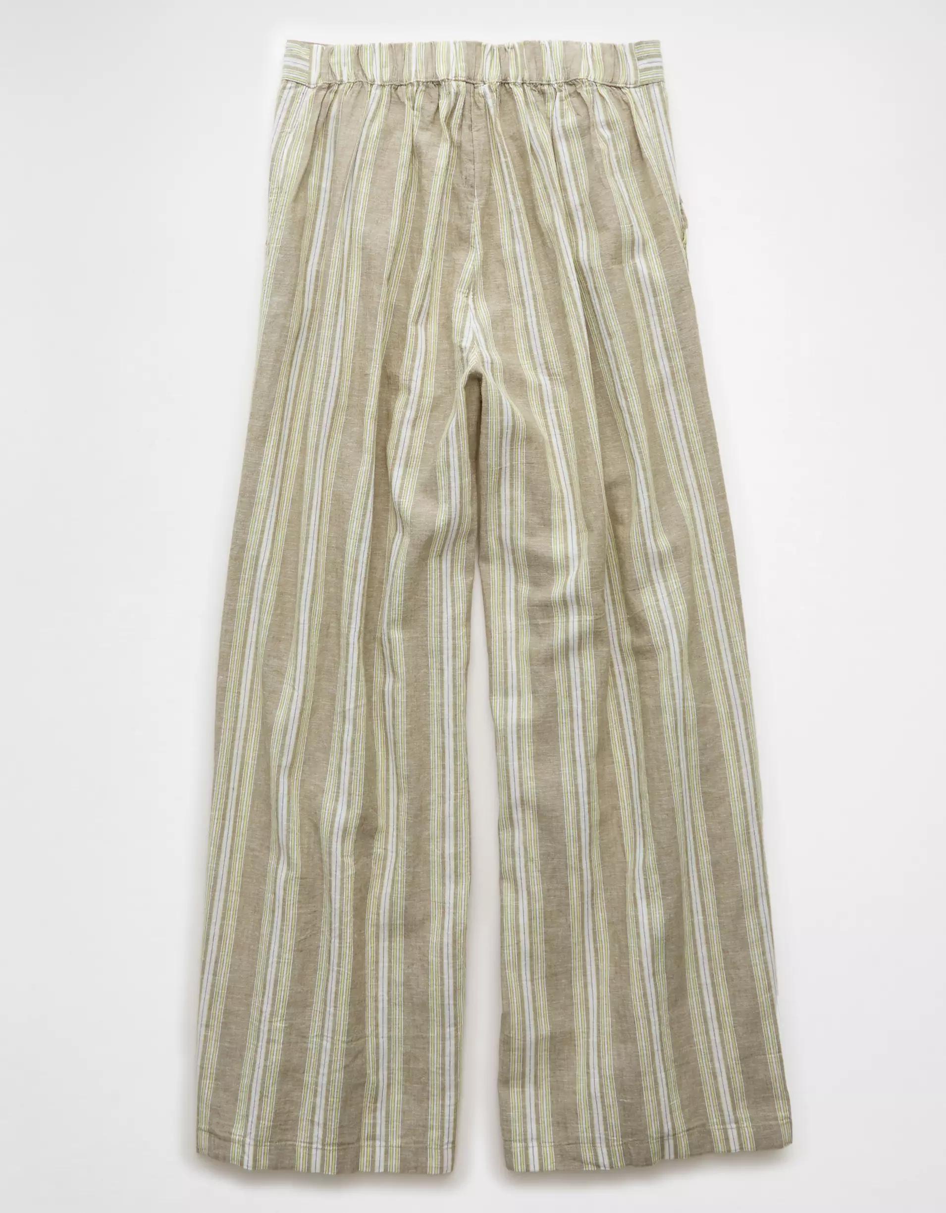 AE Linen-Blend High-Waisted Wide-Leg Pant Product Image