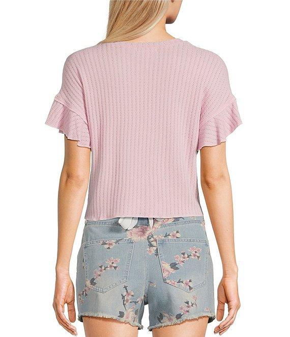 Moa Moa Textured Short Sleeve Drop Shoulder T-Shirt Product Image