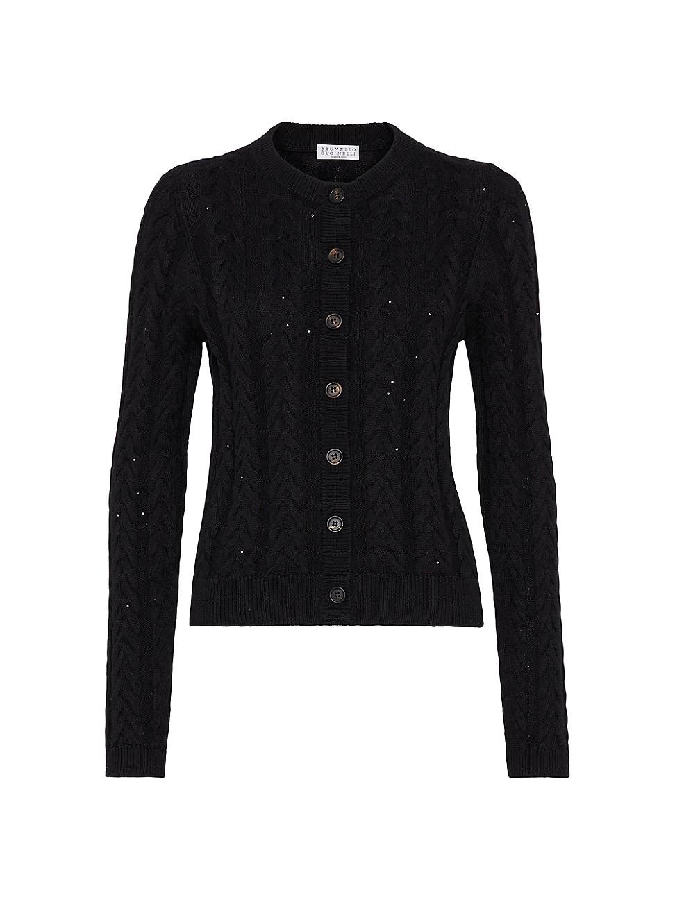 Womens Cotton Dazzling Double Cable Cardigan Product Image