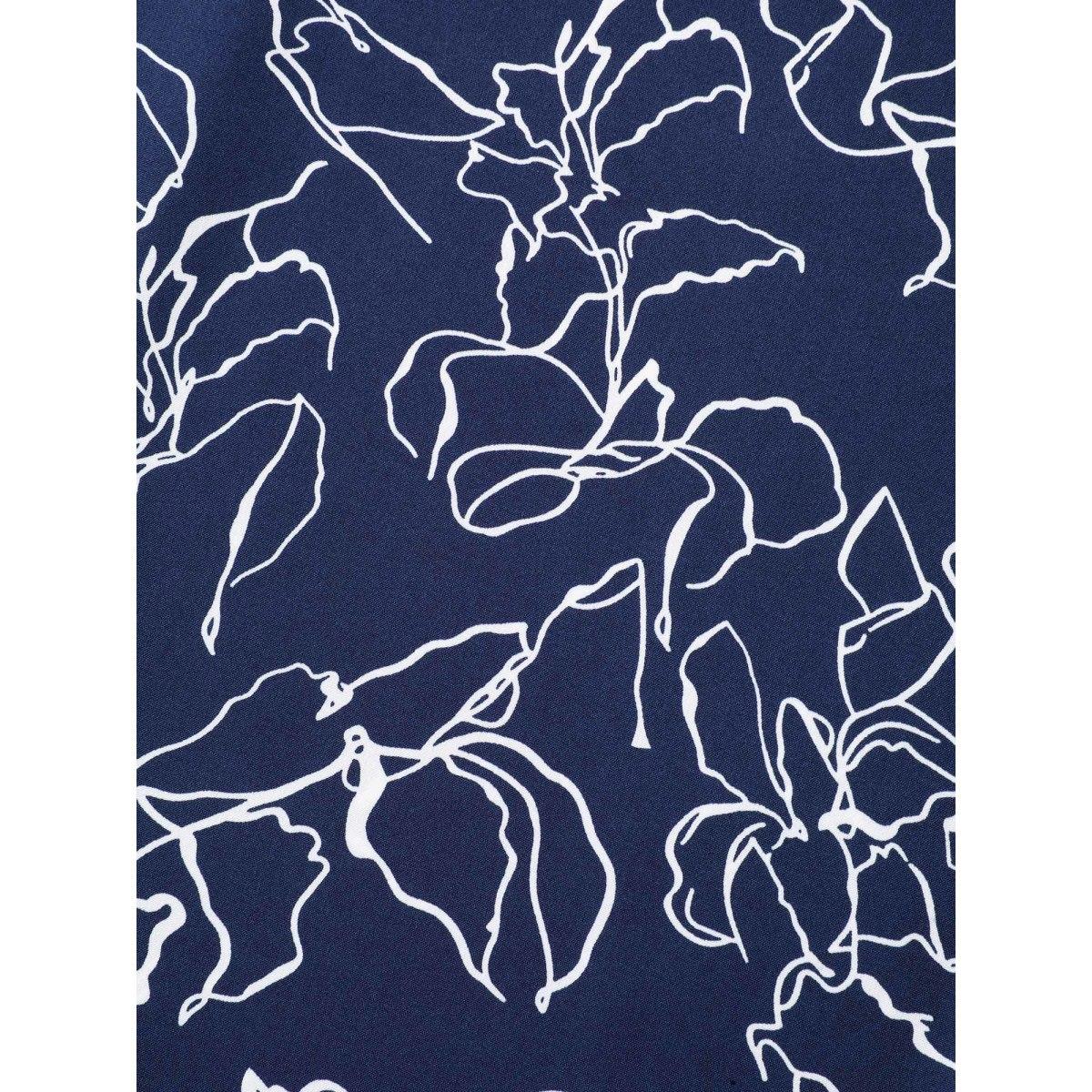 Plus Size Surplice Neck Abstract Print Fit Midi Dress Navy Women At the Office Gathered Overlap Collar Elbow-length sleeve Curvy BloomChic 18-20/2X Product Image