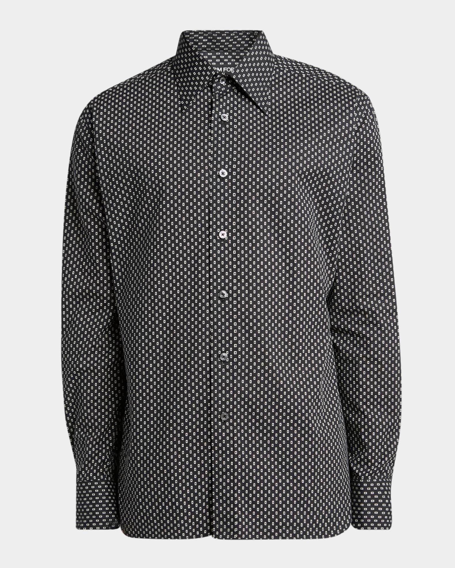 Men's Geometric Cotton Voile Sport Shirt Product Image