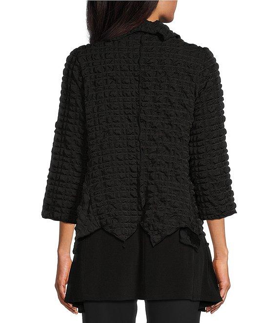 IC Collection Shawl Collar Open Front Asymmetric Hem 3/4 Sleeve Statement Jacket Product Image