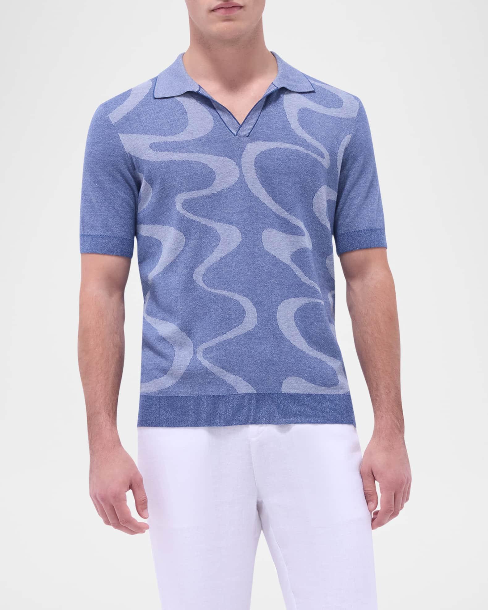 Men's Short-Sleeve Polo Sweater with Johnny Collar Product Image