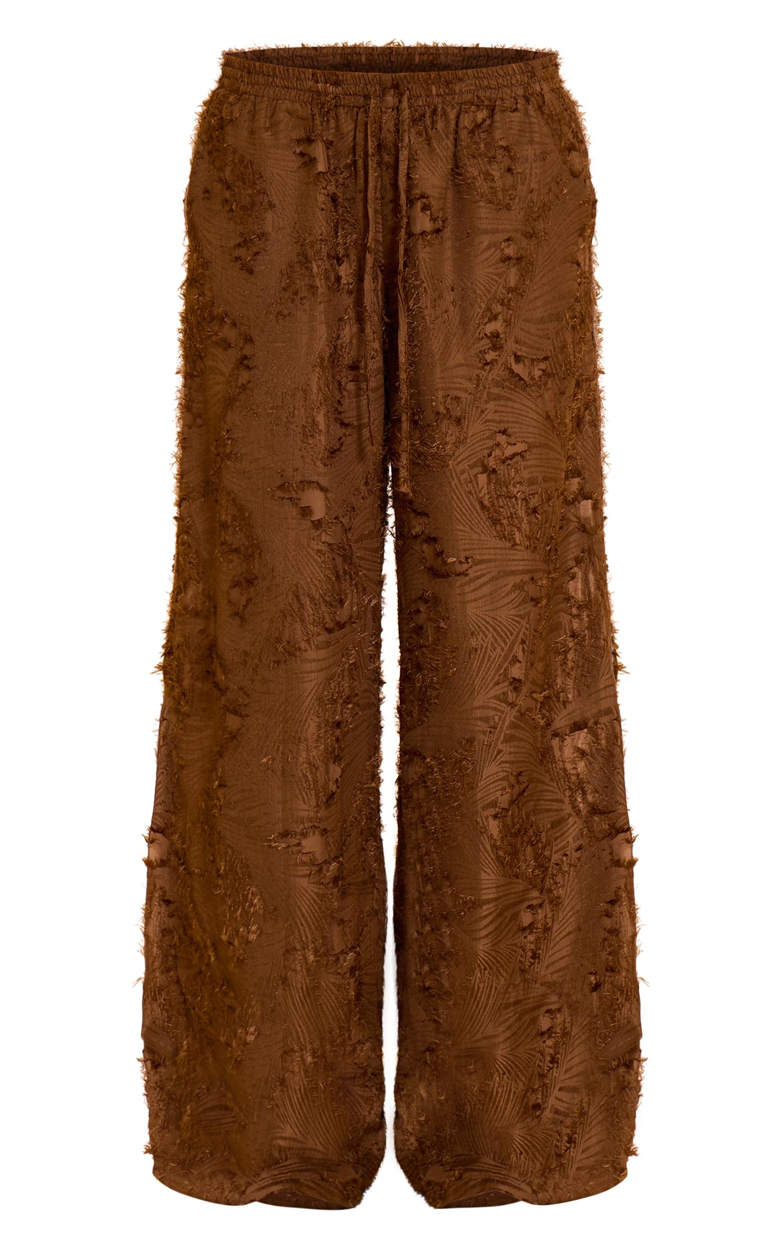 Chocolate Textured Flaoty Wide Leg Pants Product Image