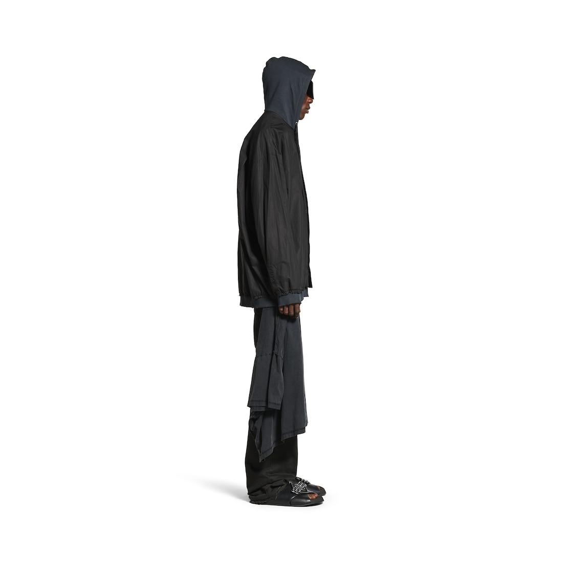 Men's Cut-up Hooded Shirt in Black Product Image