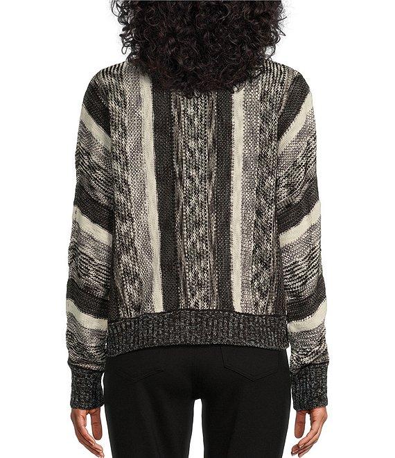 Westbound Stripe Cuffed Long Sleeve Relaxed Crew Neck Sweater Product Image