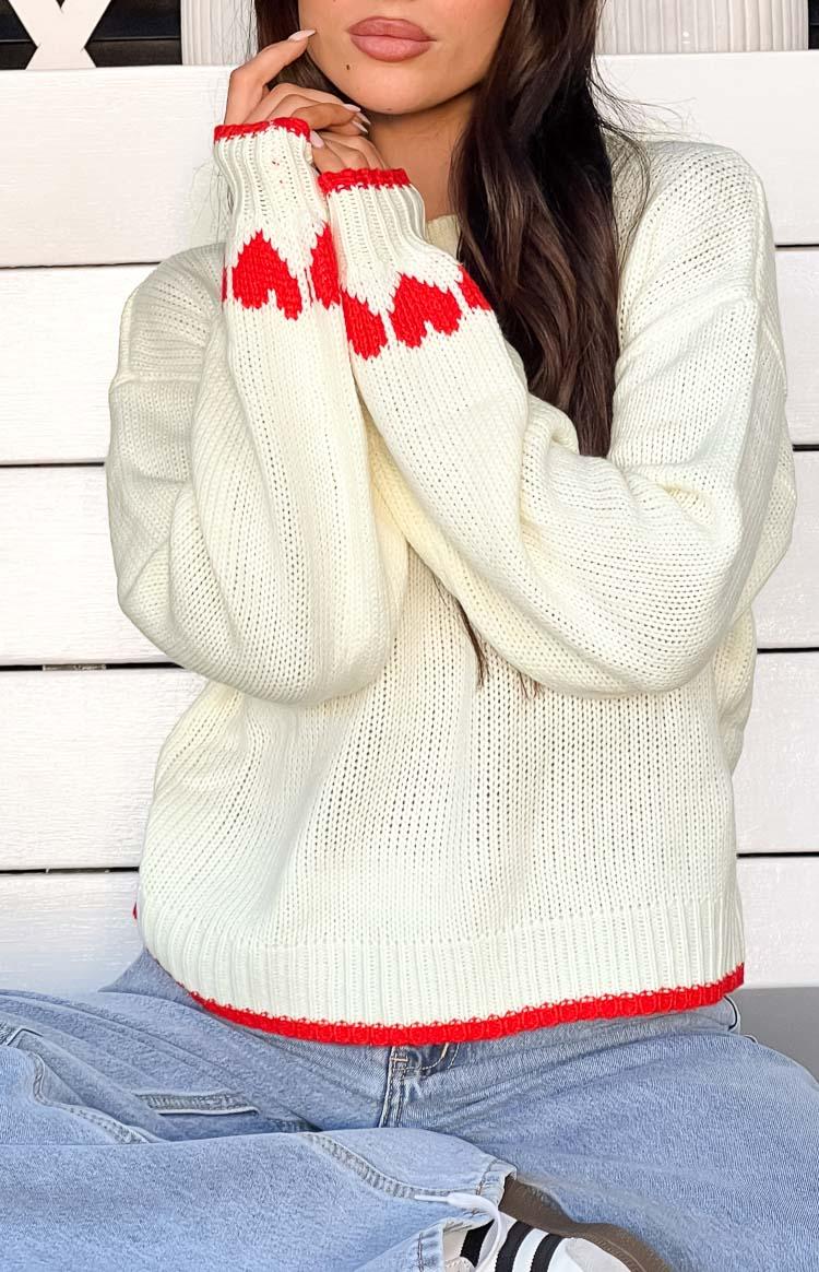 Norva White Heart Sleeve Sweater Product Image