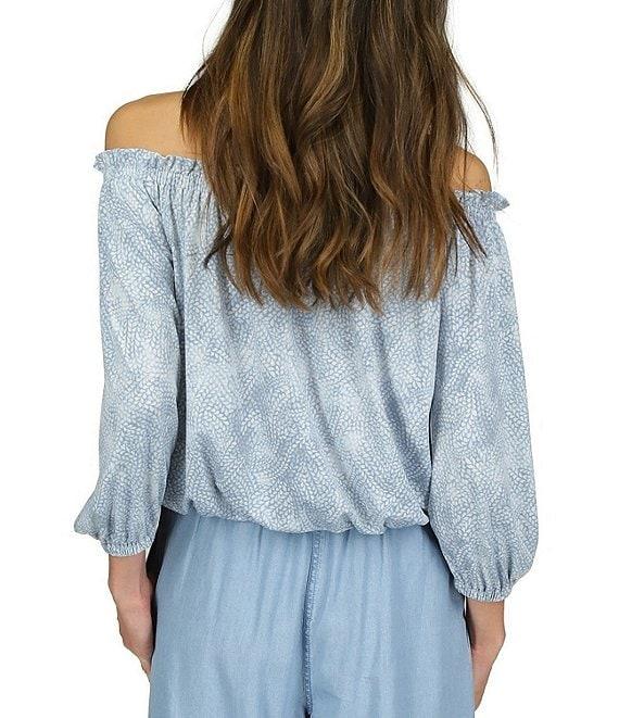 Michael Kors Off the Shoulder Halter Long Sleeve Blouson Top Product Image