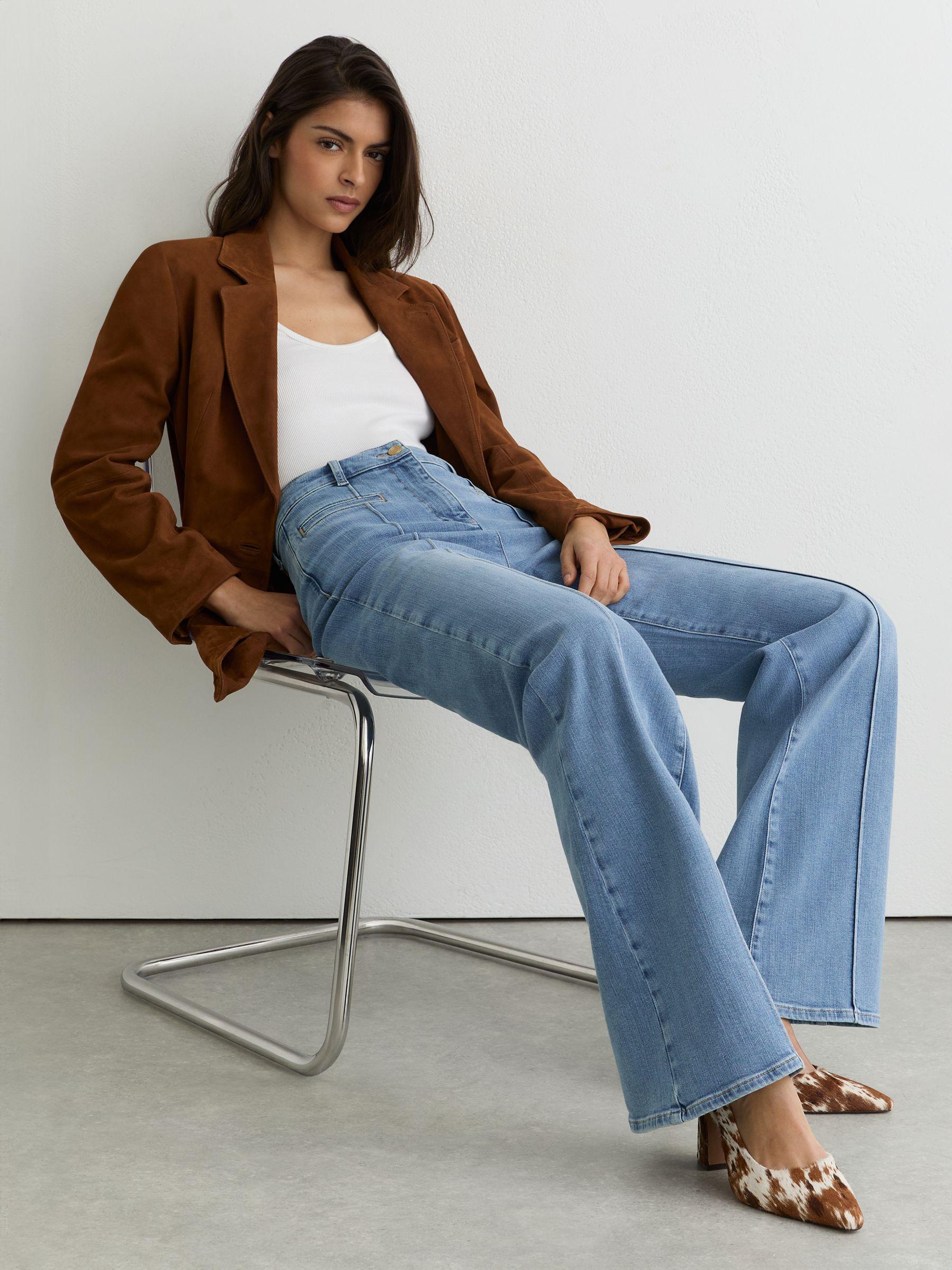 Petite Slim-Leg Mid-Rise Jeans in Mid Blue Product Image