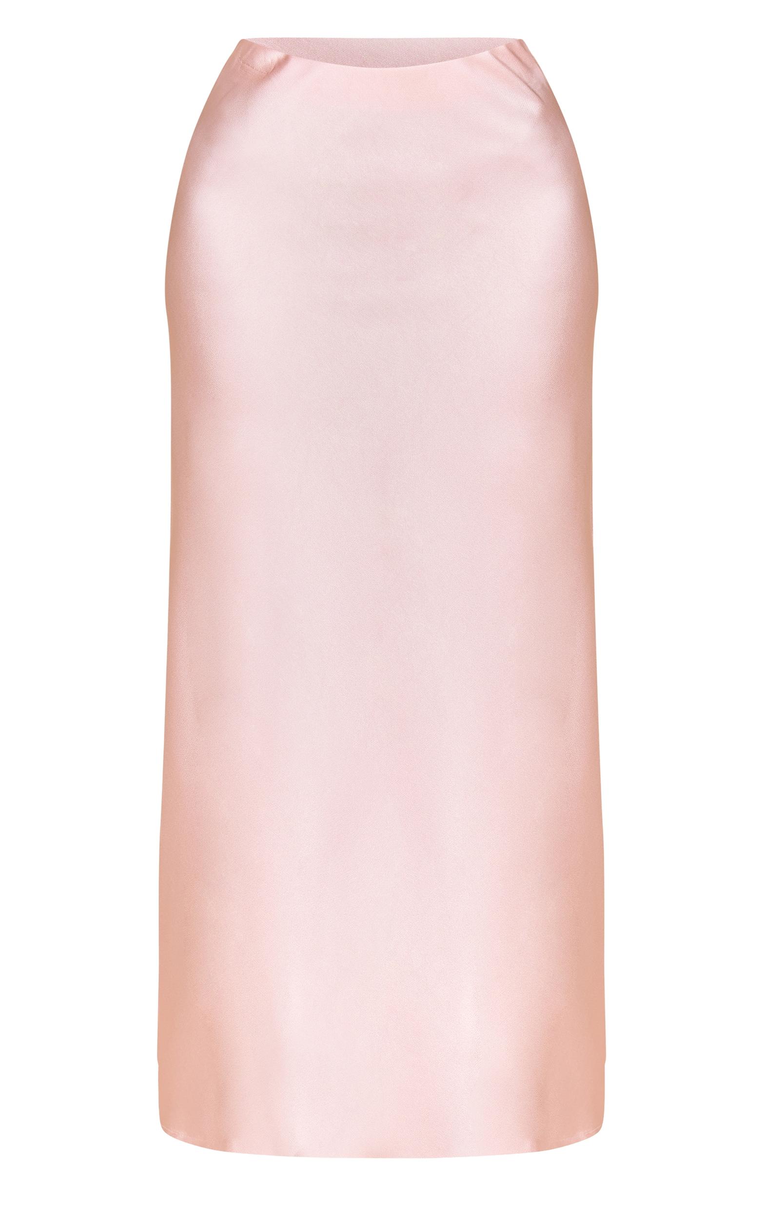 Petite Pink Satin Flowy Maxi Skirt Product Image