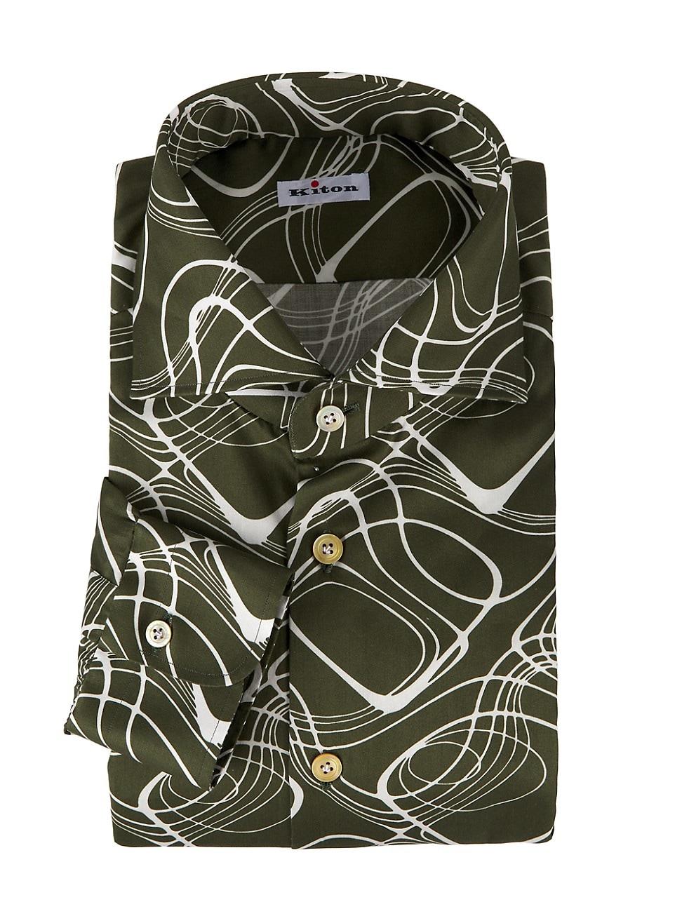 Mens Wavy Lines Button-Up Shirt Product Image