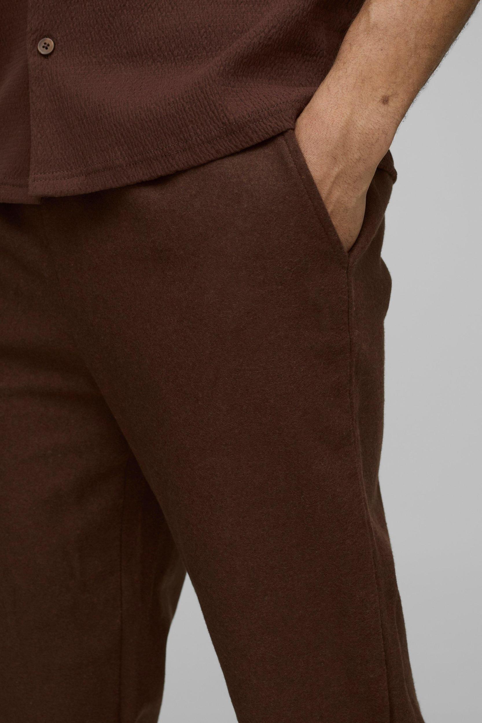 Straight Leg Brushed Texture Pants | boohooMAN USA Product Image