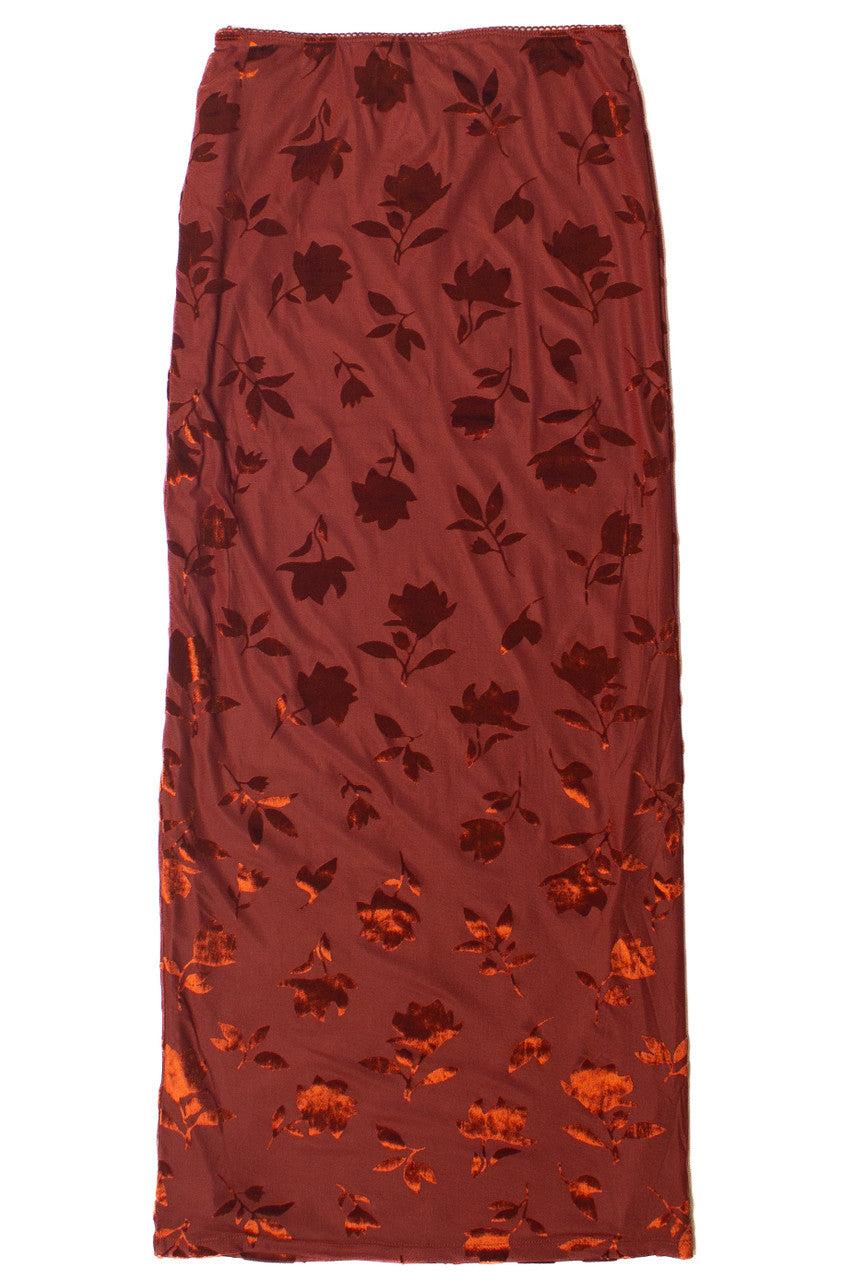 Floral Velvet Burnout Maxi Skirt Product Image
