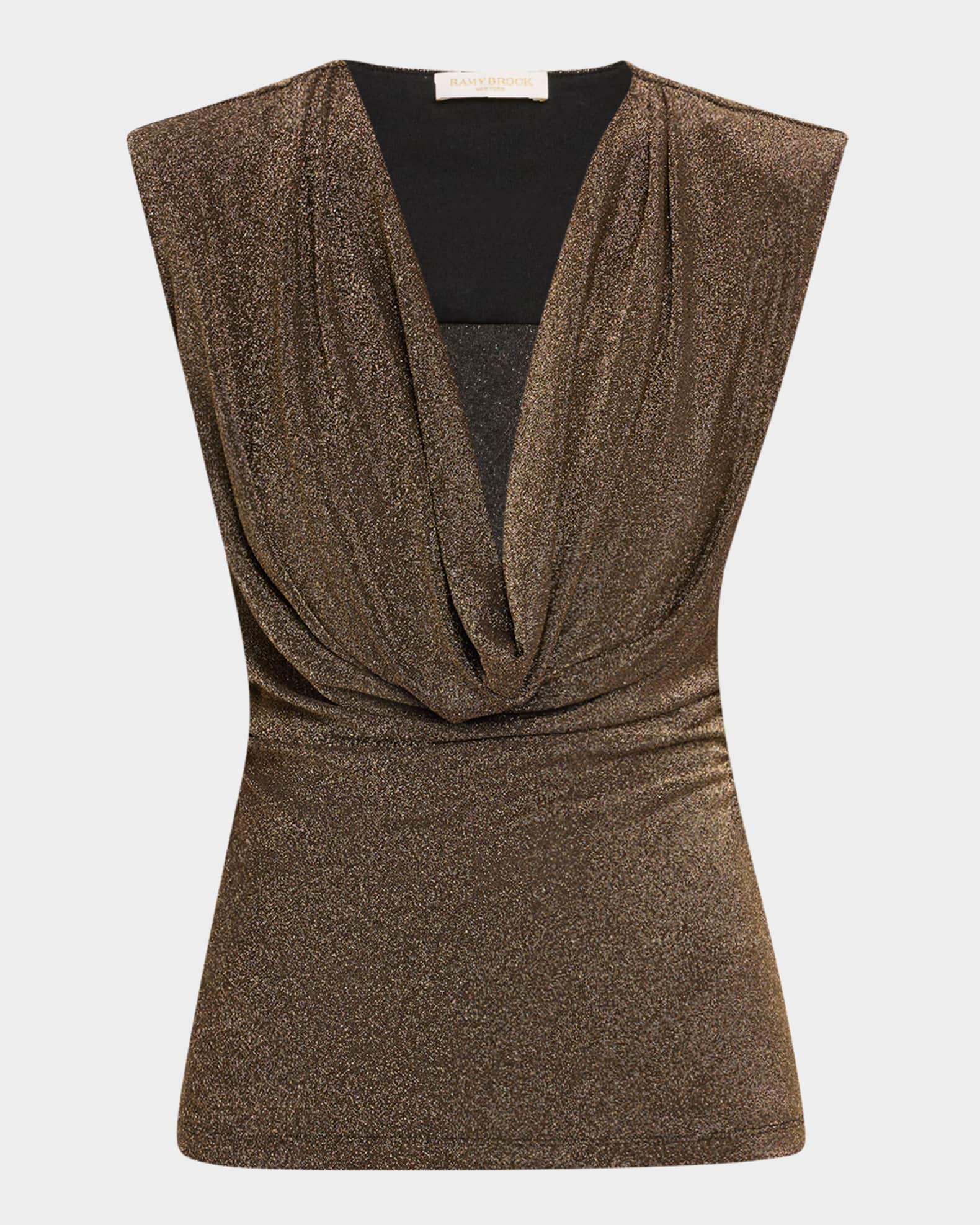 Consuela Metallic Cowl-Neck Blouse Product Image