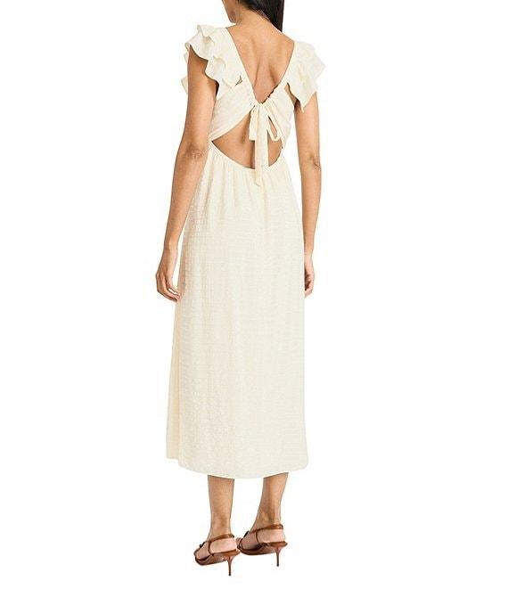 The Good Journey Ruffle V-neck Sleeveless Wove Midi Dress Product Image