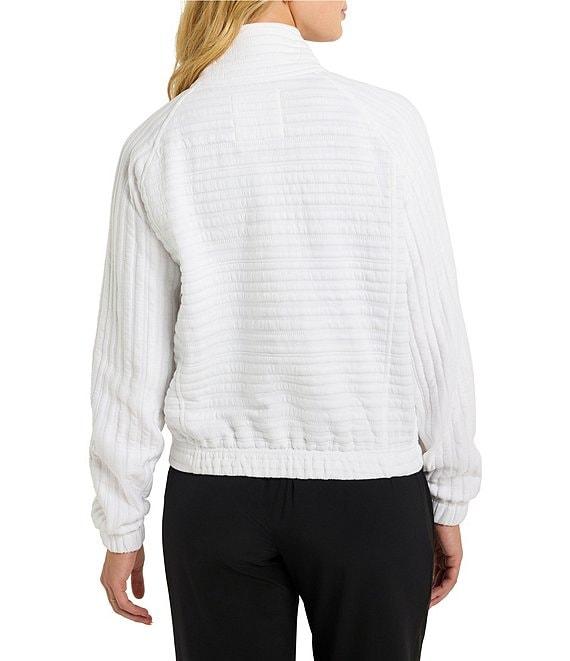 NIC + ZOE Textured Stripe Stand Collar Long Sleeve Zip Front Jacket Product Image