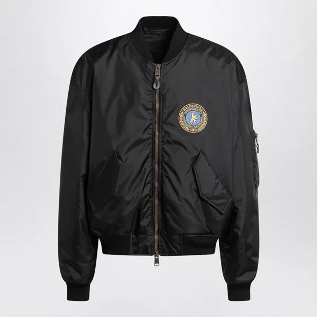 BALENCIAGA Nylon Uniform Merch Large Fit Bomber In Black Product Image
