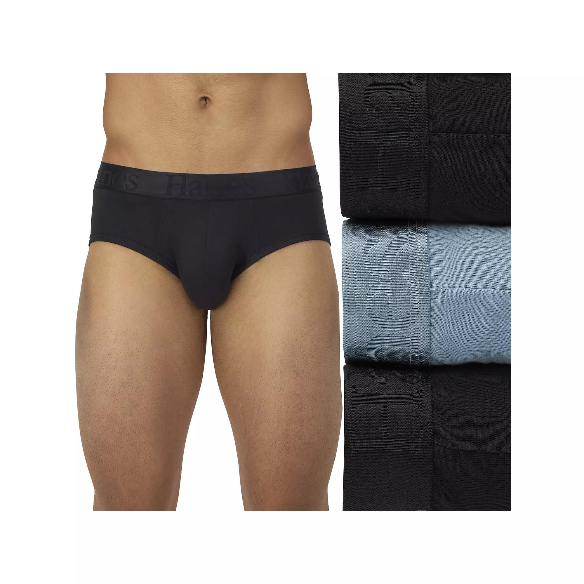 Hanes Originals Ultimate 3-Pack Men's SuperSoft Briefs, Size: Large, Black Blue Product Image