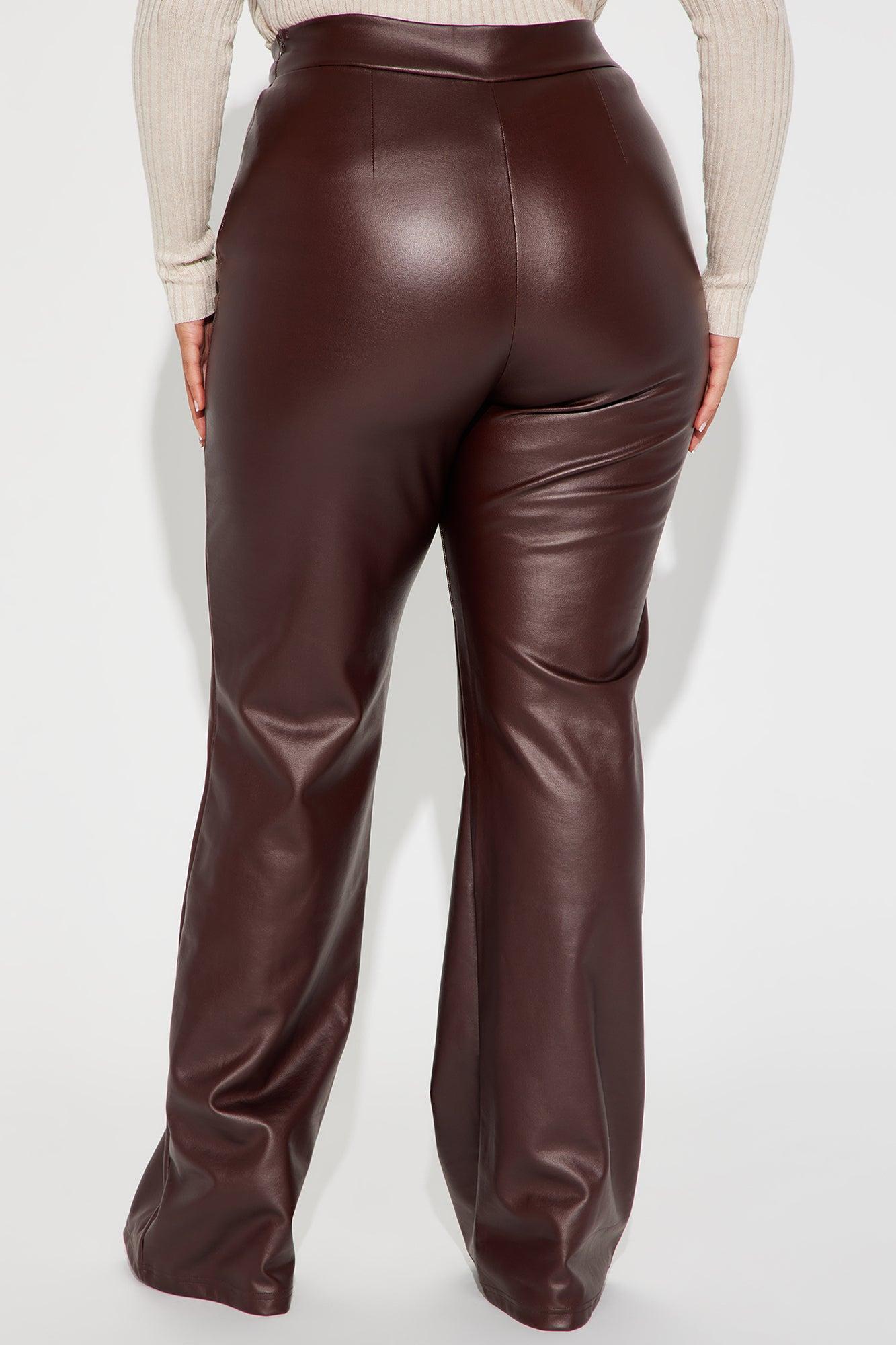 Call It Even Faux Leather Dress Pants - Chocolate Product Image