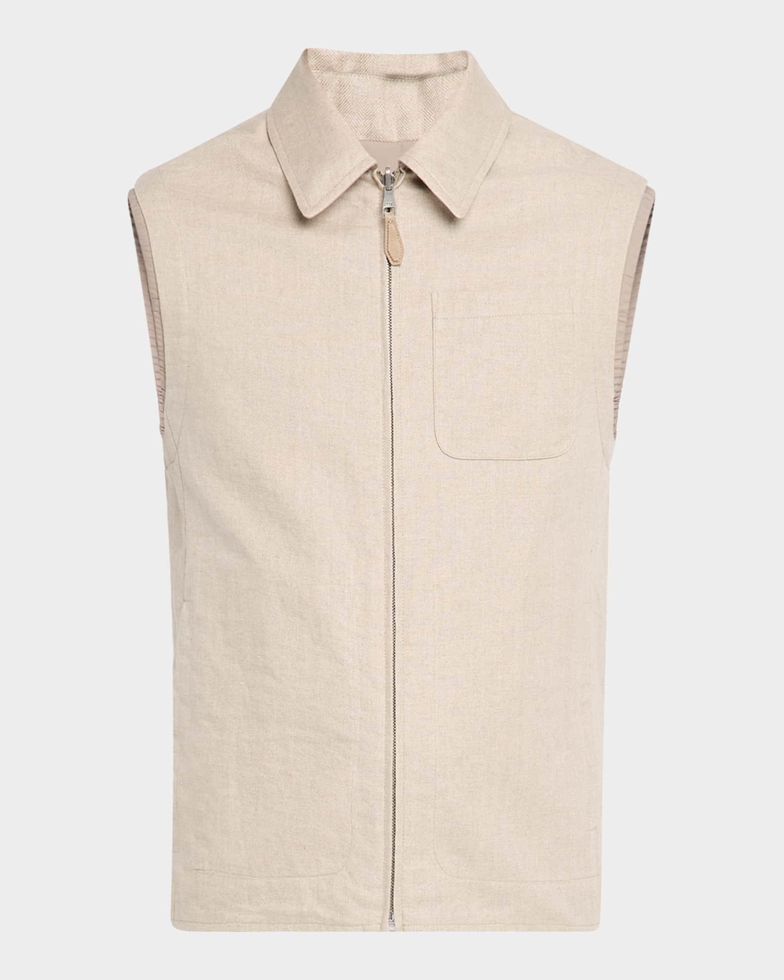 Men's Reversible Linen Full-Zip Vest Product Image